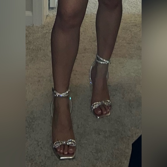 Aldo Silver square toe heels
